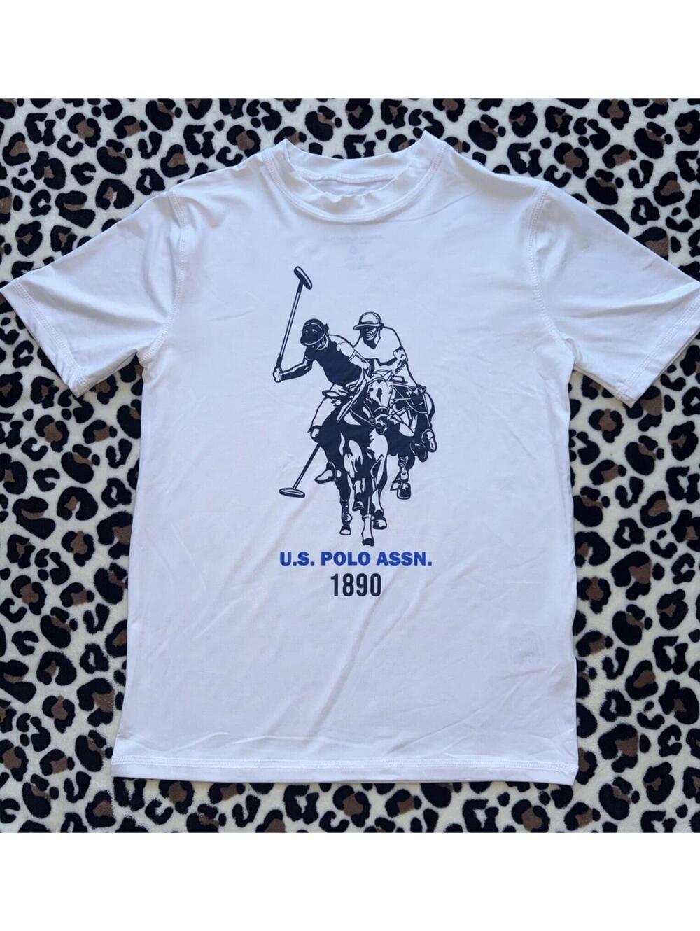 US Polo Association Boys L 10/12 UPF 50 Rash Guard Swim Shirt Beach Camp NWOT